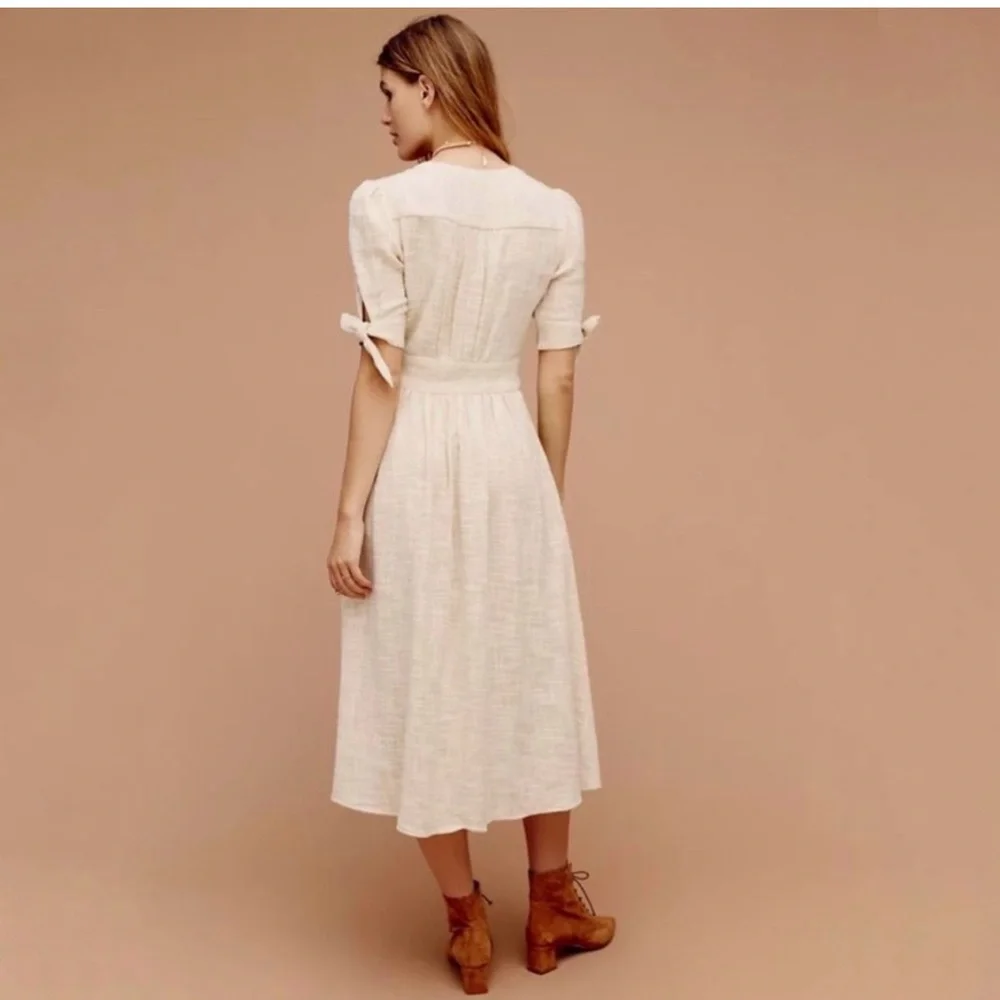Free People Cream Button-Front Midi Dress